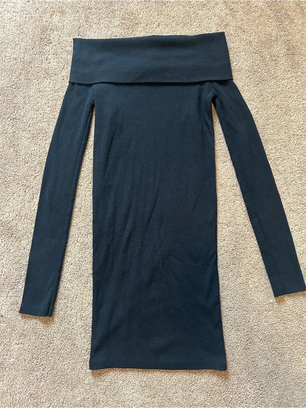 Zara Black Off-Shoulder Long Sleeve Dress